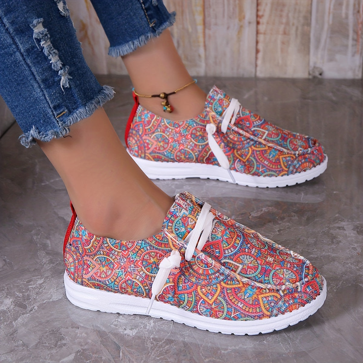 Women's Tribal Style Flat Loafers Lightweight Slip On Shoes
