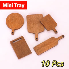 10 Wooden Dollhouse Trays 1:12 Scale Fantasy Theme Decor Bjd Ob11 Maileg