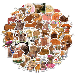 50pcs Highland Cattle Stickers Water Bottles Laptop Decal Cow Wall Highland Cow