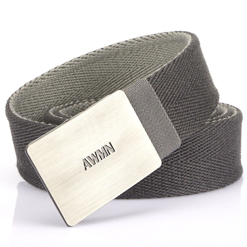 Canvas Mens Belt Leather Belt Silver Buckle Belt
