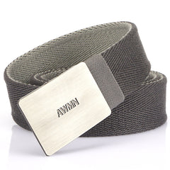 Canvas Mens Belt Leather Belt Silver Buckle Belt