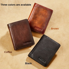 RFID Blocking Short Leather Wallet with Zipper