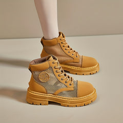 Women's Mesh Combat Boots Lace Up Outdoor Casual Boots