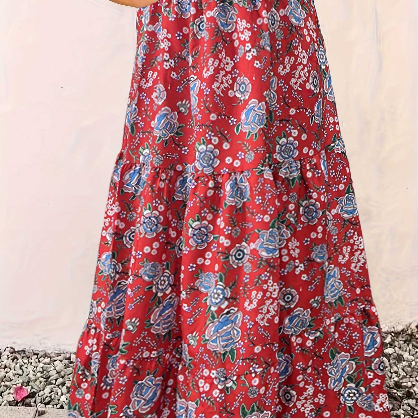 Boho Maxi Skirt, Floral Print, High Rise Smock