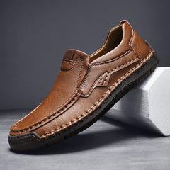 Men's Stitch Detail Moc Toe Loafer Shoes Comfy Slip On Shoes