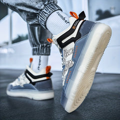 Men's Cloud Print Lace-up Sneakers for Outdoor Comfort