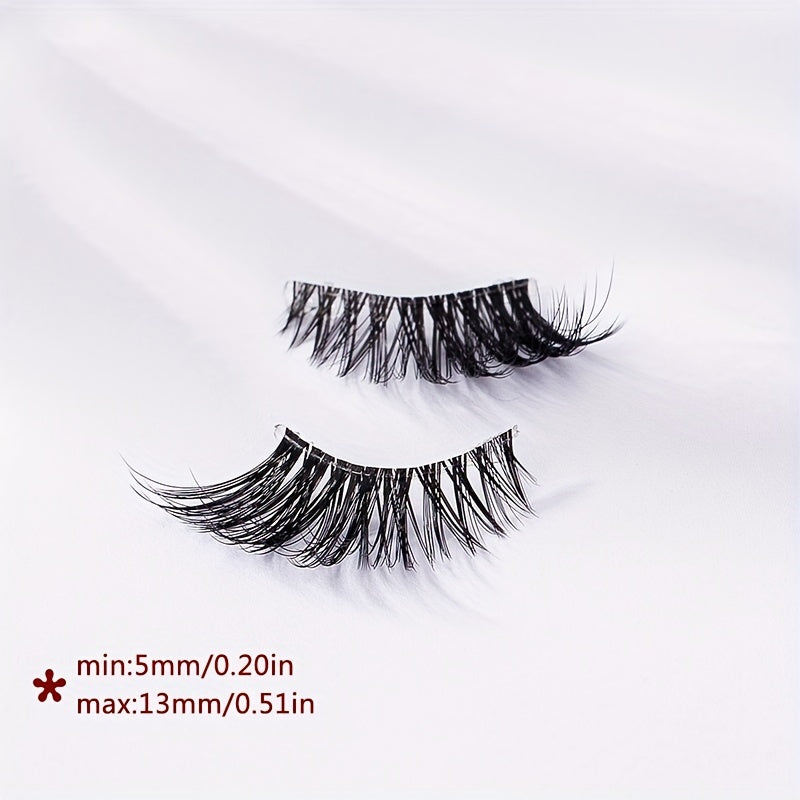5 Pairs Winged End Eye Elongated Eyelashes Clear Band Half False Eyelashes 13mm