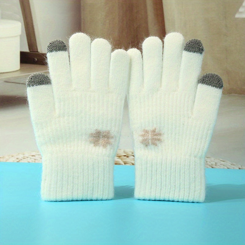 Kids' Plush Winter Split-finger Gloves, Mobile-friendly