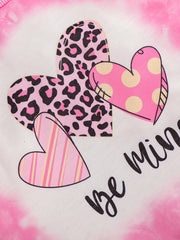 Leopard Heart Sweatshirt Crew Neck Top for Girls