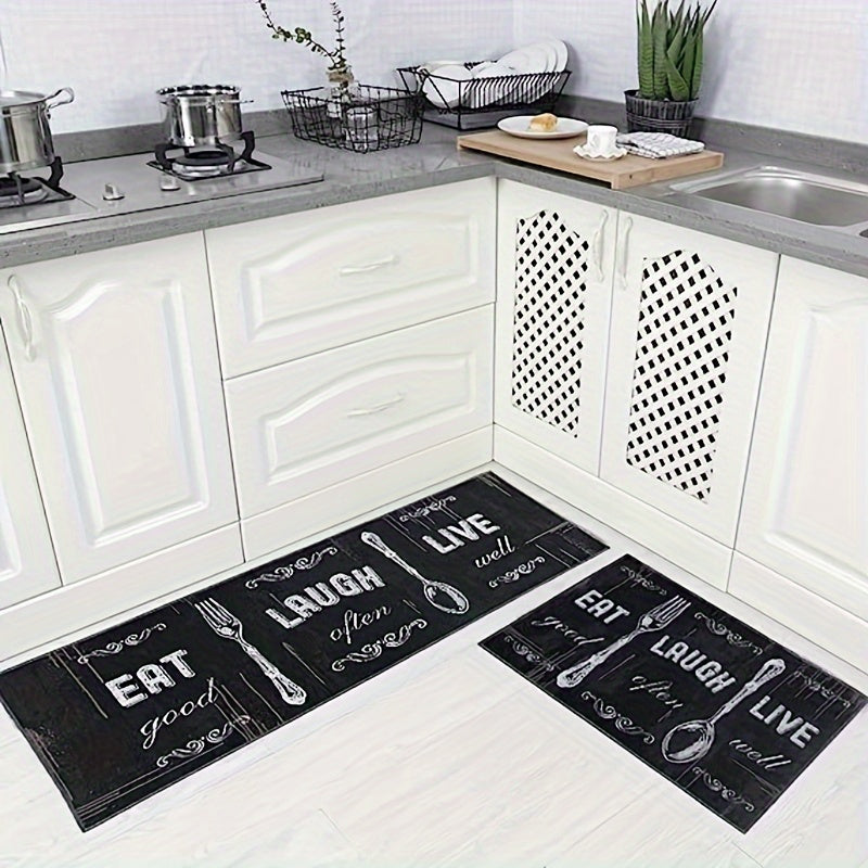 2pcs Kitchen Mat Anti Slip Polyester Carpet Absorbent Bath Mat