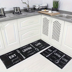 2pcs Kitchen Mat Anti Slip Polyester Carpet Absorbent Bath Mat