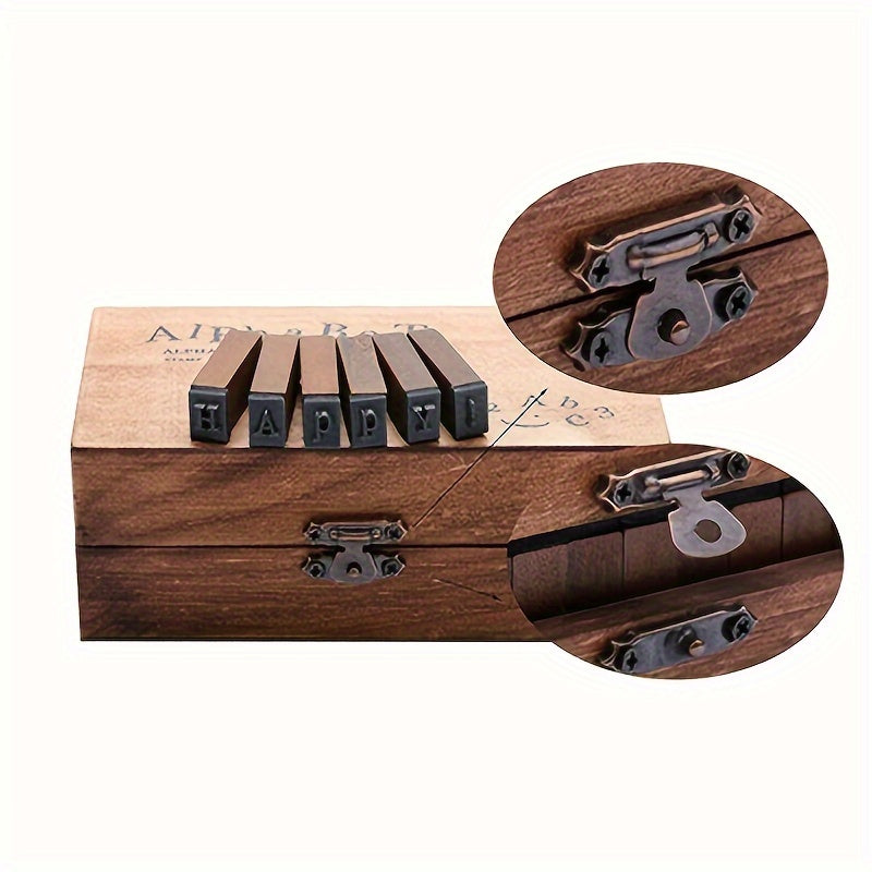 70pcs Alphabet Letter Number Wood Rubber Stamps Set With Box