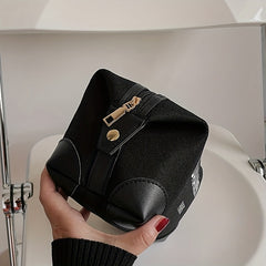 Letter Pattern Zipper Makeup Bag Canvas Makeup Pouch