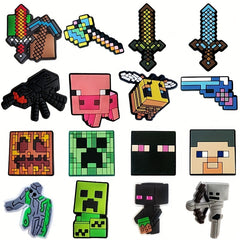 16pcs Video Game Shoe Charms For Crocs - Boys Cartoon Pins