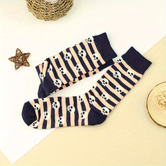 3 Pairs Skull Print Socks Halloween Mid Tube Stockings & Hosiery