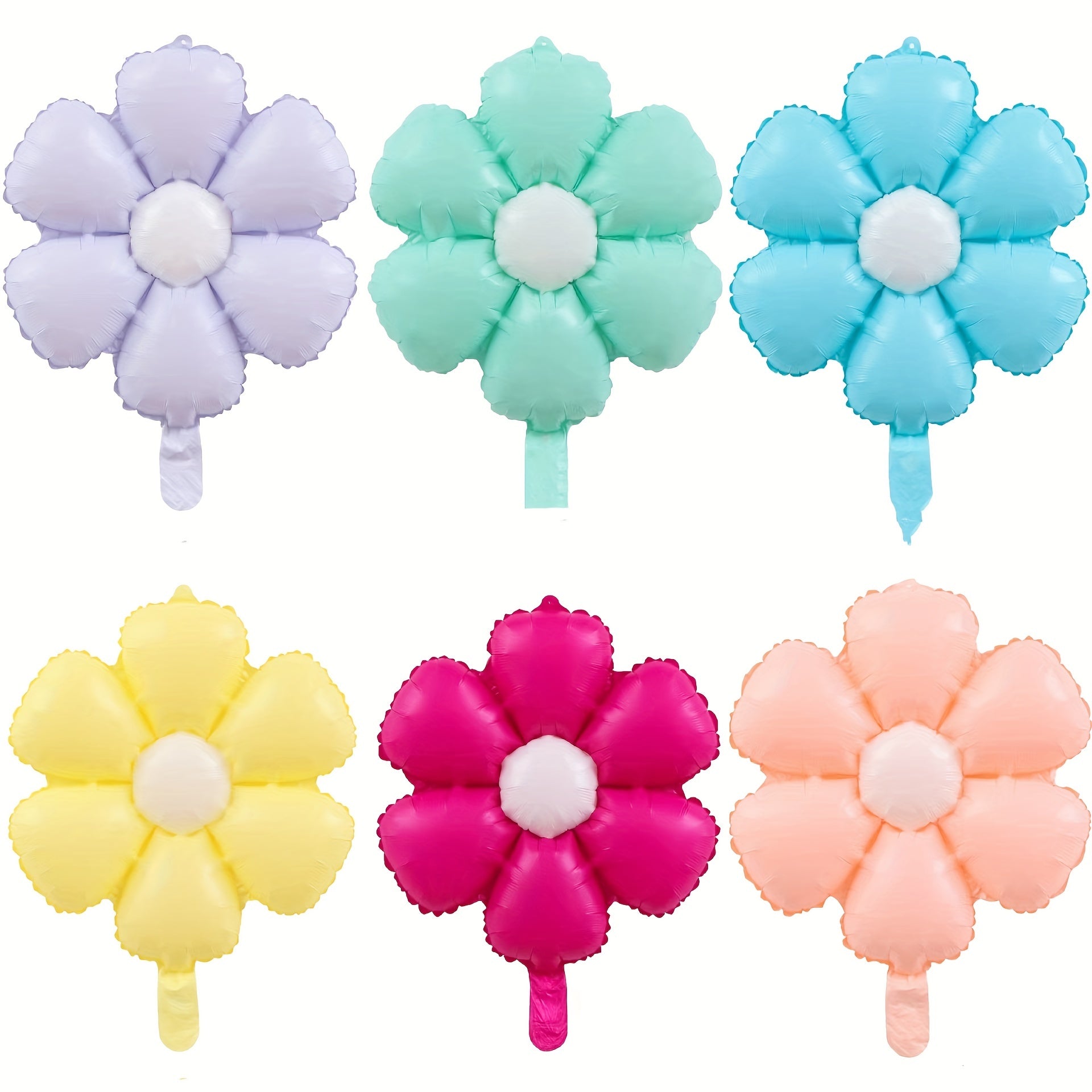 6pcs 18" Small Flower Balloons for Birthday Parties, Macaron Foil Balloons