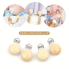 Natural Beech Wood Pacifier Clips Teething Grasping Toy DIY Accessory