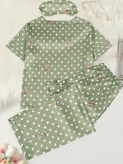 Casual Pajama Set Women's Plus Star & Ring Print Tee & Pants