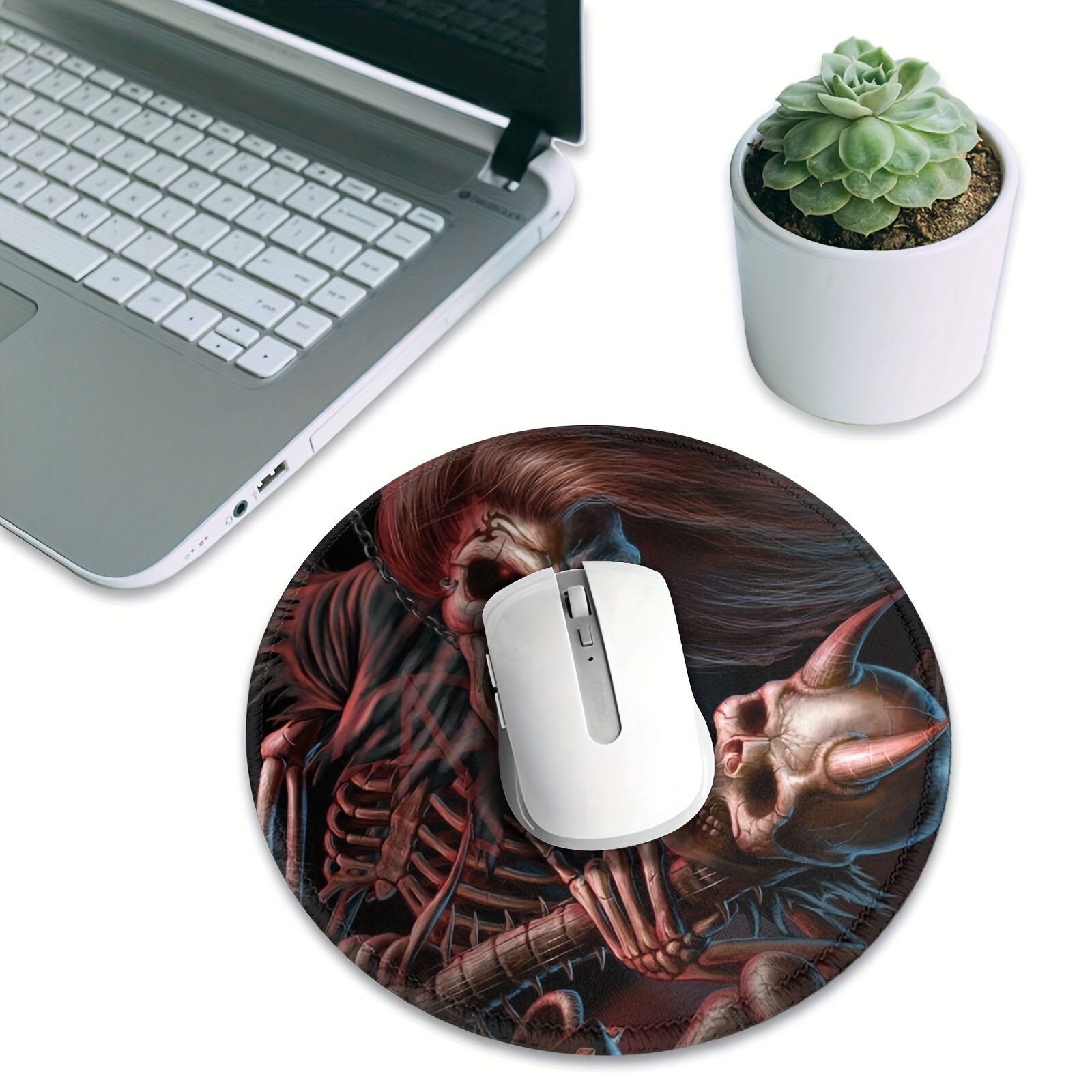 Circular Sewn Edge Mousepad The Old Skull Pattern