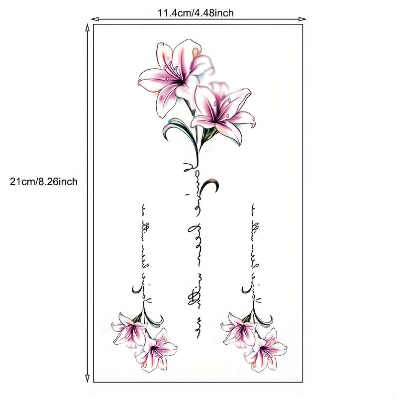 Pink Rose Pattern Temporary Tattoo Sticker