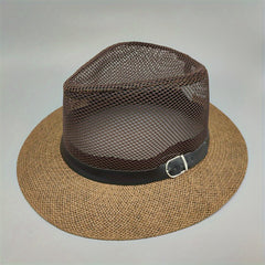 Mesh Hollow Fedora Belt Sun Hat Unisex Outdoor Beach Hats