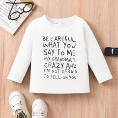 Stylish Letter Print Long Sleeve Tees for Baby Boys & Girls