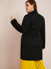 Lapel Collar Blazer Women's Plus Fall Coat