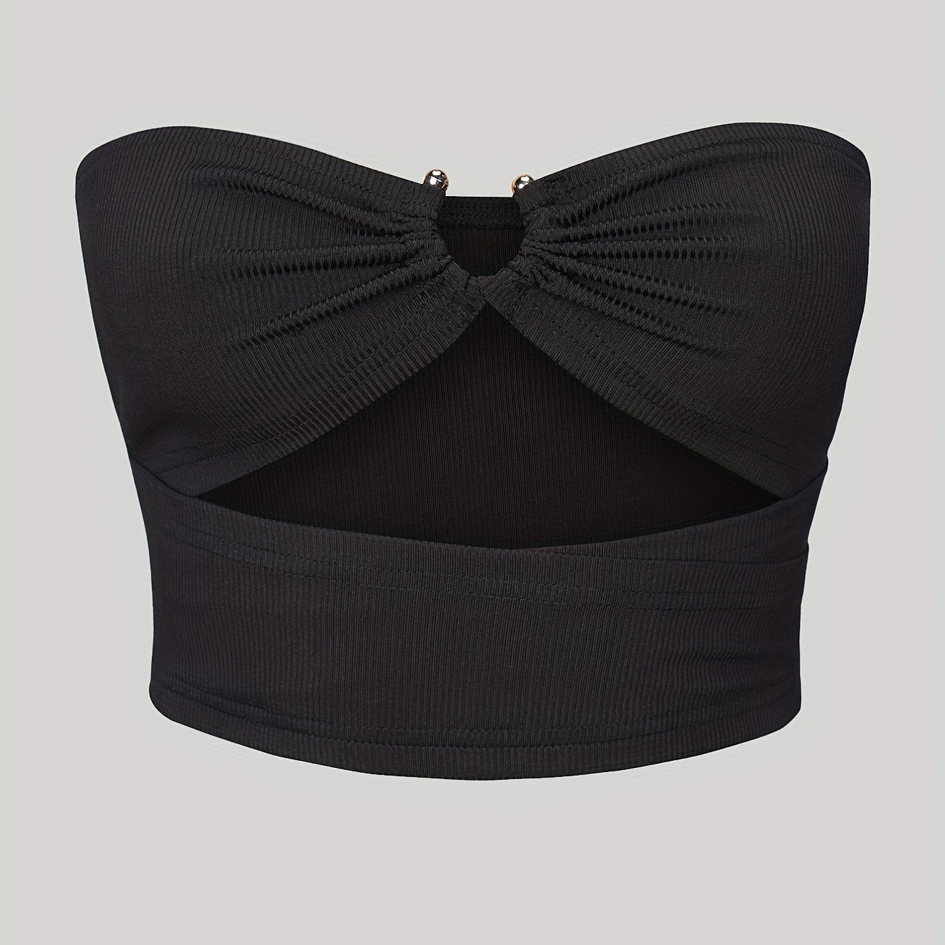 Ruched Cut Out Tube Top Off Shoulder Ring Summer Tube Top