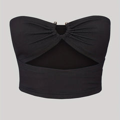 Ruched Cut Out Tube Top Off Shoulder Ring Summer Tube Top