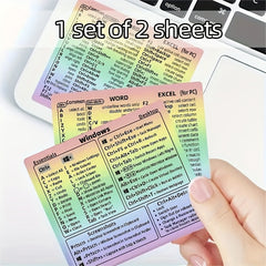 2 Sheets Windows Word Shortcut Key Sticker Set Laptop Reference Tips Sticker