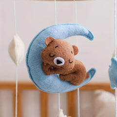 Handcrafted Baby Sheep & Moon Bed Bell Animal Shapes Bear Star Accen