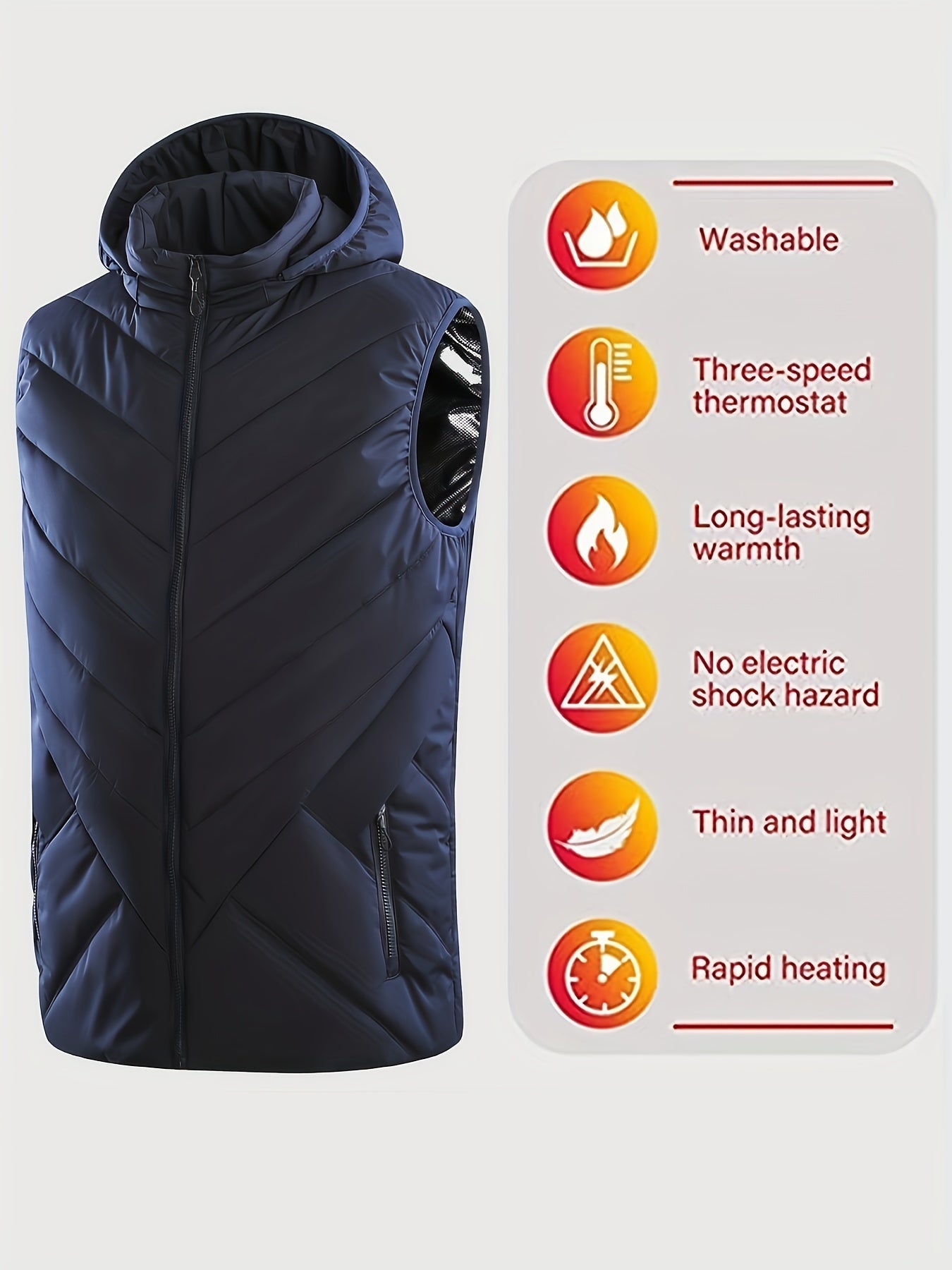 Men's Rechargeable Heated Vest for Outdoor Activities