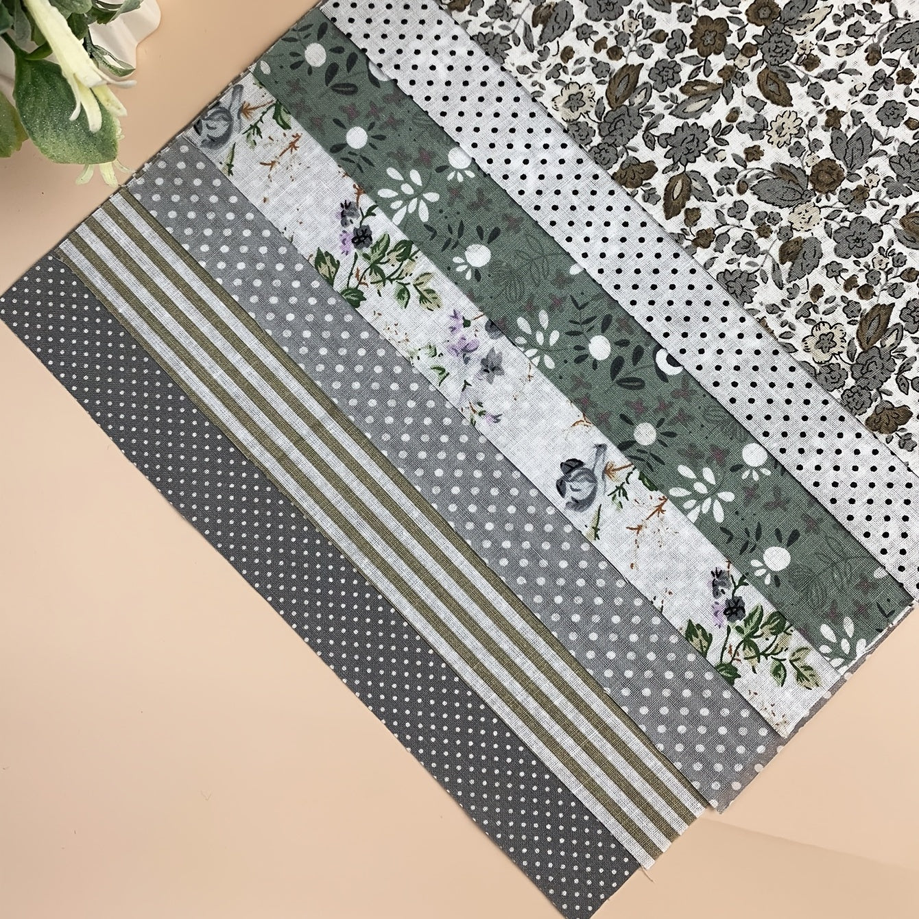7pcs Gray Cotton Fabric Sewing Patchwork Fat Quarters Bundle DIY Craft Material