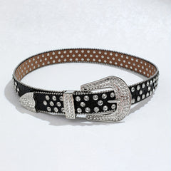 Y2K Rhinestone Belt Hip Hop Beaded Chain PU Belt For Women Men