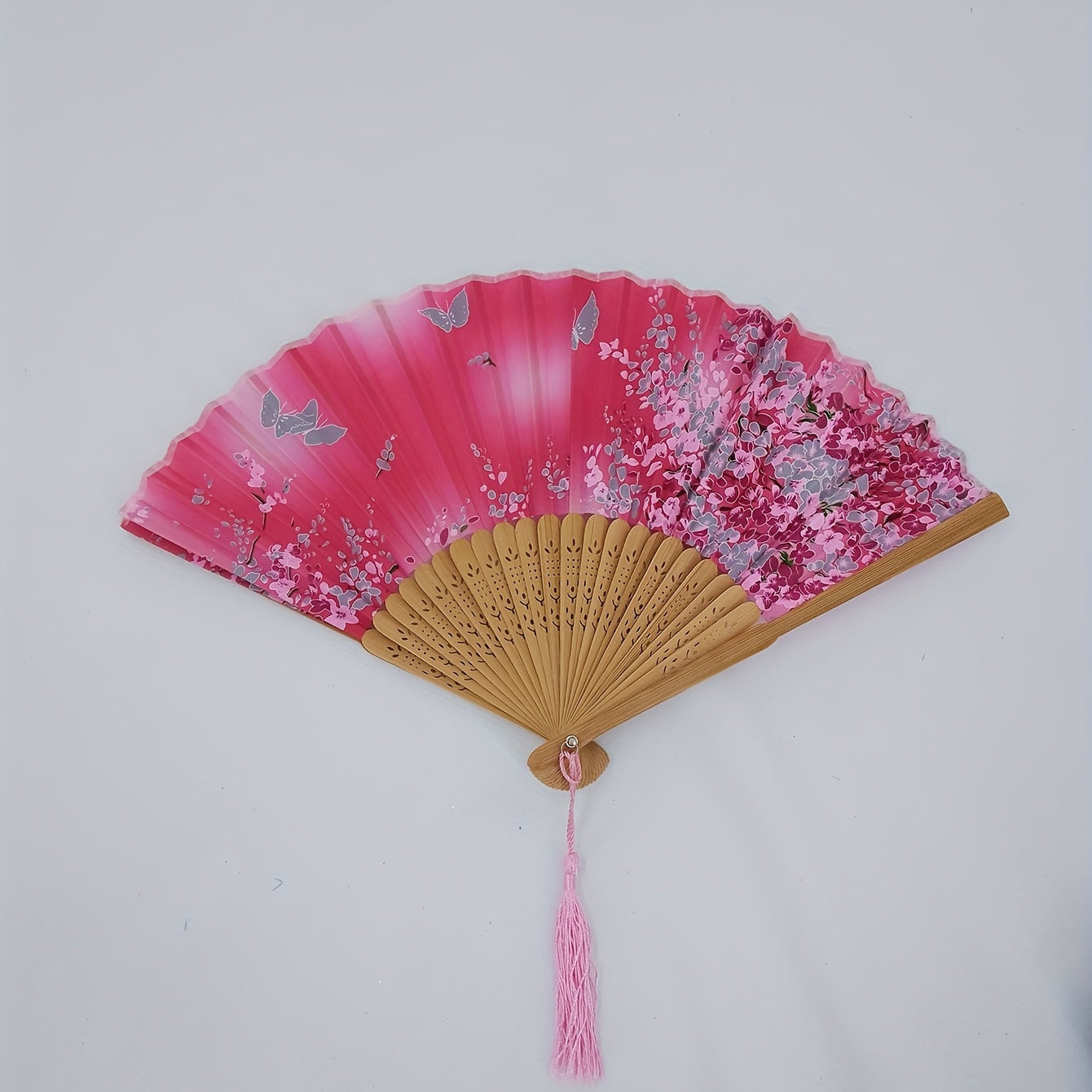 Chinese Style Flower Print Folding Fan Stage Performance Photography Props Fan