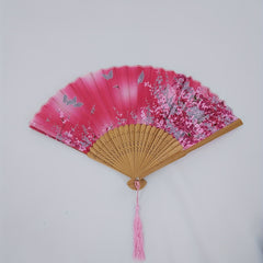 Chinese Style Flower Print Folding Fan Stage Performance Photography Props Fan