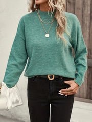 Mock Neck Pullover Sweater Long Sleeve Casual Women's Clothing
