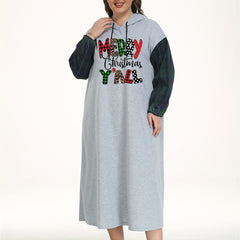 Christmas Lounge Dress Leopard Print Hooded Sleep Dress
