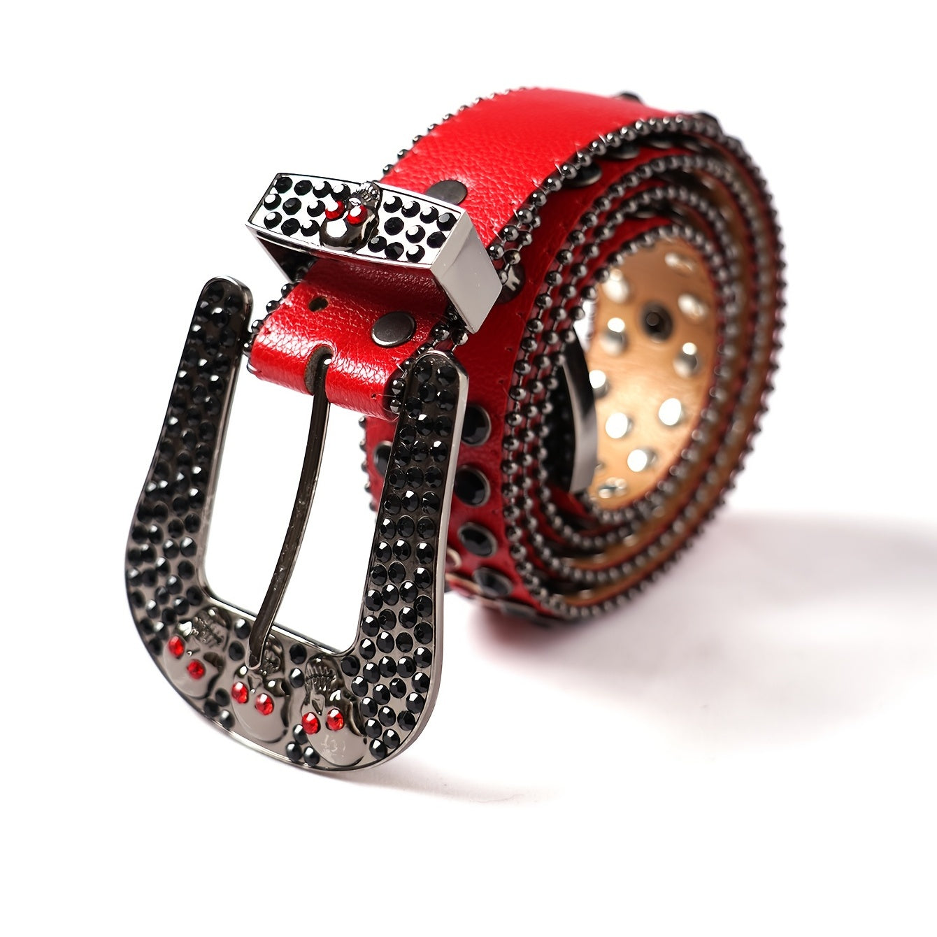 Rhinestone Men's Skull Belt Western Cowboy Stylish Belt Metal Buckle Bling Belt