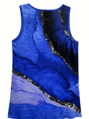 Marble Print Tank Top V Neck Sleeveless Summer Top