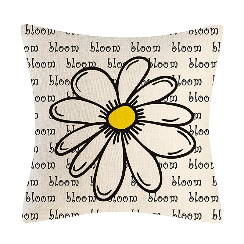 Bee Pattern Linen Throw Pillow Cover for Home Decor 17.7'x17.7'