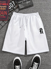 Men's R Graphic Drawstring Shorts for Summer
