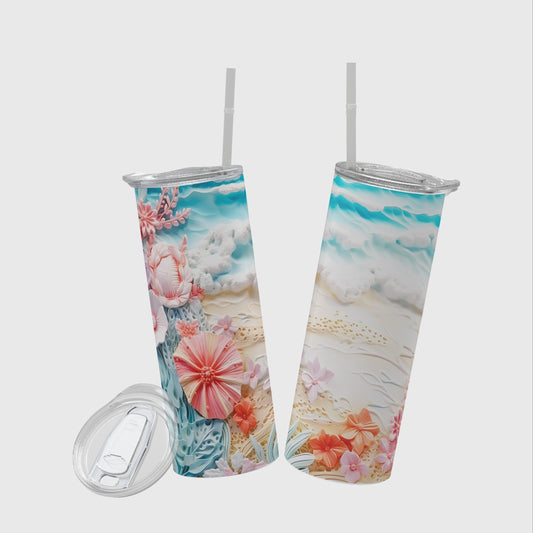 20oz Flower Sea Printed Travel Water Cup Stainless Steel Insulation Bottle