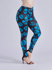 Skull Print Skinny Leggings Casual Stretchy Leggings Women's Clothing