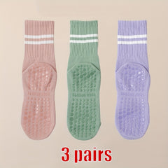 3 Pairs Yoga Socks Gym Pilates Sports Grip Socks Anti-slip