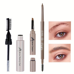 3-In-1 Brow Coloring Set: Gel, Pencil, Pomade - Brown
