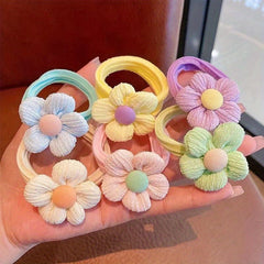 6pcs Flower Bow Hair Ties, Holiday Hair Accessory for Girls