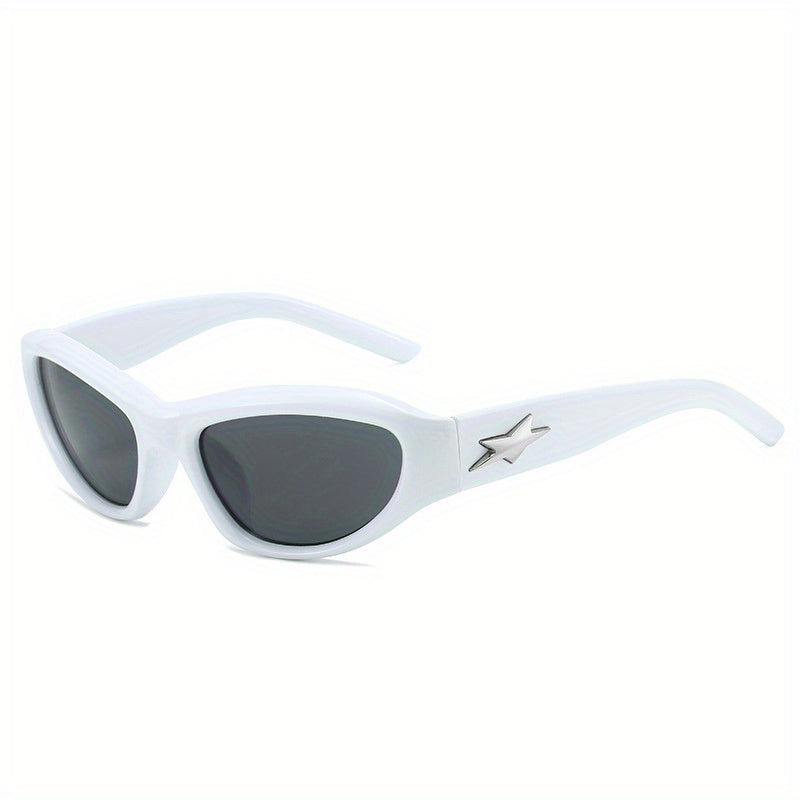 Cat Eye Sunglasses Y2K Wrap Around Star Decor UV Blocking