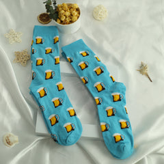 Men's Cartoon Beer Crew Socks 2 Pairs