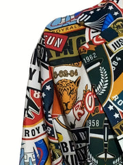 Funny Graphic Print Blazer Casual Lapel Long Sleeve Blazer